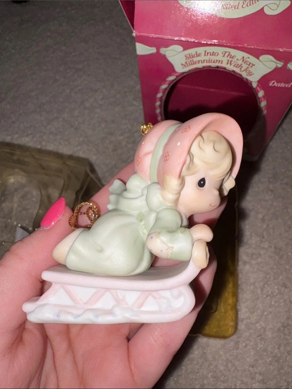 Precious Moments Pink and Cream 1999 Dated Porcelain Ornament